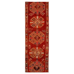 Tapis de course Anatoly d'Afghanistan, motif en laine orange rouge 93464