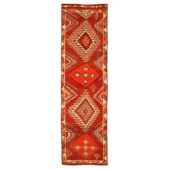 Tapis de course Anatoly d'Afghanistan, motif rouge en laine - 93455