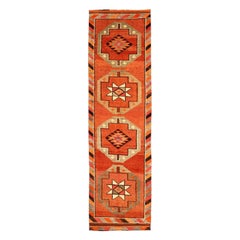 Tapis de course Anatoly d'Afghanistan, motif en laine orange rouge 93465