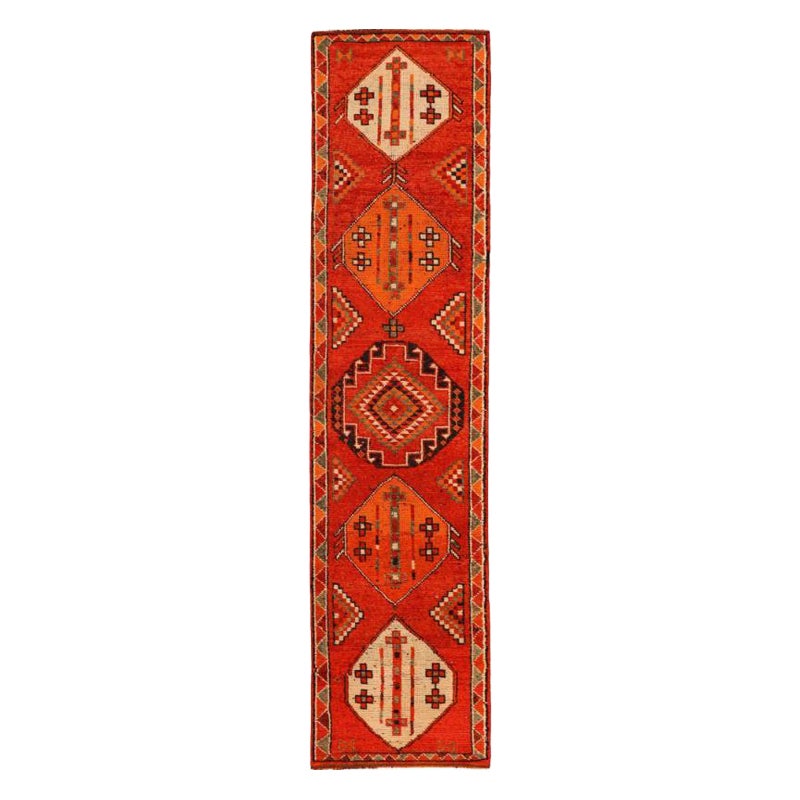 Afghanistan Anatoly-Läufer - Wolle Elfenbein Orange Rot Design - 93456