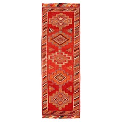 Tapis de course Anatoly d'Afghanistan, motif en laine orange rouge 93466