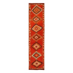 Tapis de course Anatoly d'Afghanistan, motif rouge en laine - 93469