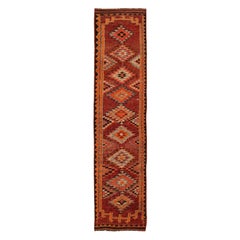 Tapis de course Anatoly d'Afghanistan, motif en laine orange rouge 93459