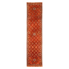Tapis de course Anatoly d'Afghanistan, motif en laine orange rouge - 93470