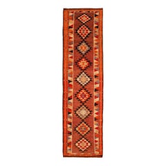 Afghanistan Tapis de course Anatoly - Laine Noir Ivoire Rouge Design - 93461