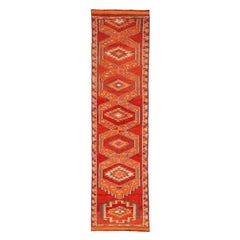 Tapis de course Anatoly d'Afghanistan, motif en laine orange rouge 93472
