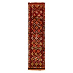 Tapis de course Anatoly d'Afghanistan, motif en laine orange rouge - 93475