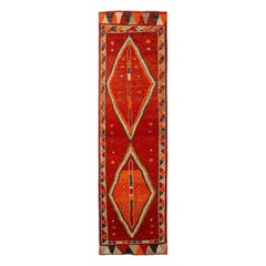 Tapis de course Anatoly d'Afghanistan, motif en laine orange rouge 93490