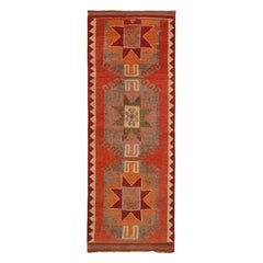 Tapis de course Anatoly d'Afghanistan en laine vert orange rose rouge - 93479