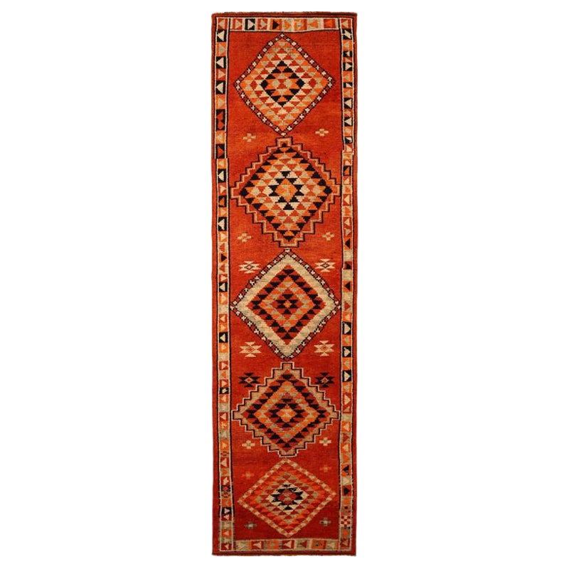 Tappeto Afghanistan Anatoly Runner - Design rosso lana - 93492
