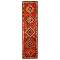 Tapis de course Anatoly d'Afghanistan, motif rouge en laine - 93492