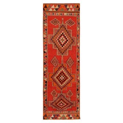 Tapis de course Anatoly d'Afghanistan, motif rouge en laine - 93480