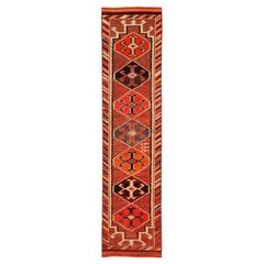 Tapis de course Anatoly d'Afghanistan, motif rouge en laine - 93483