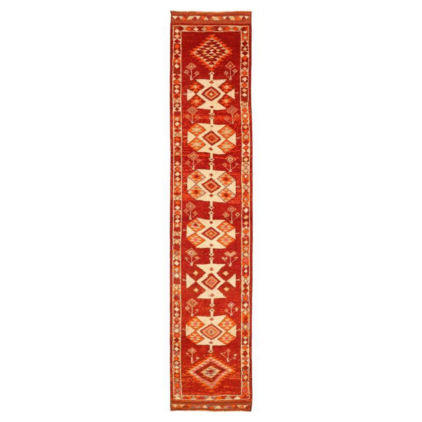 Afghanistan Anatoly-Läufer - Wolle Elfenbeinrot Design - 93484