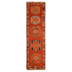 Tapis de course Anatoly d'Afghanistan, motif rouge en laine - 93496