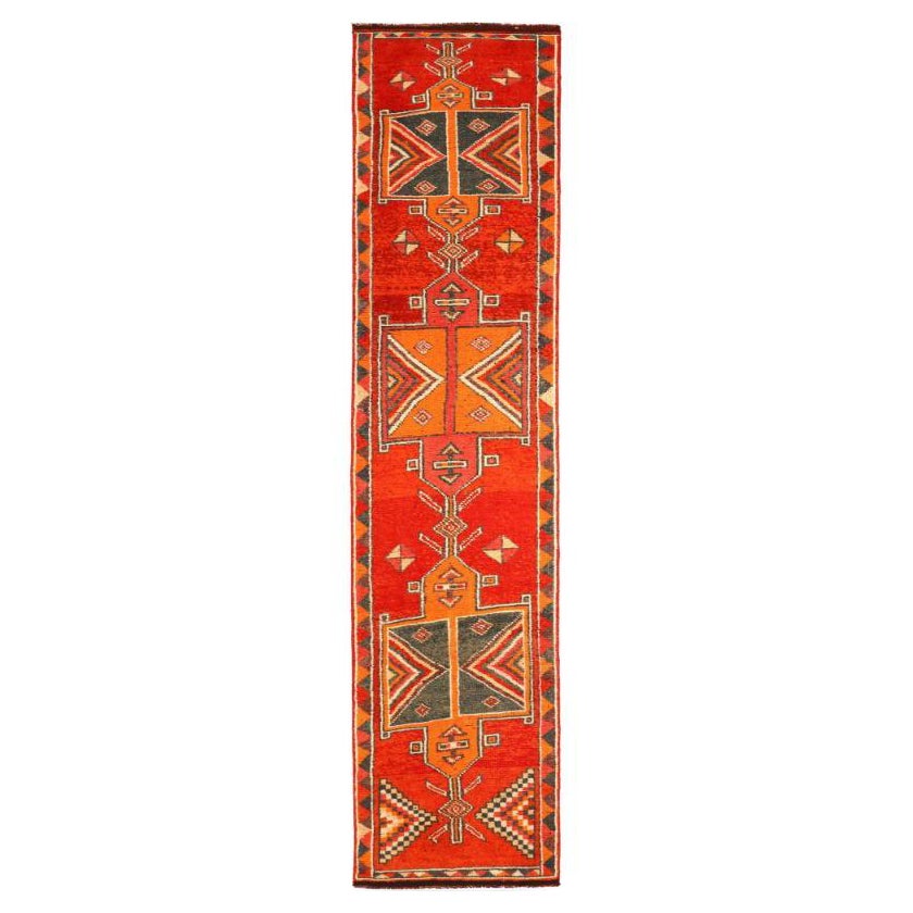 Afghanistan Anatoly-Läufer - Wolle Orange Rot Design - 93497