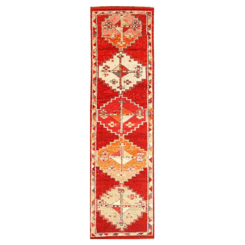 Afghanistan Anatoly-Läufer - Wolle Elfenbeinrot Design - 93498