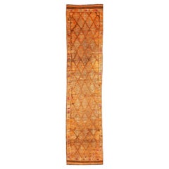 Tapis de course Anatoly d'Afghanistan, motif en laine orange et jaune - 93511