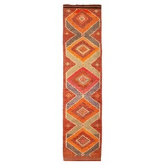 Afghanistan Anatoly Runner Rug - Wool Orange Pink Red Design - 93501