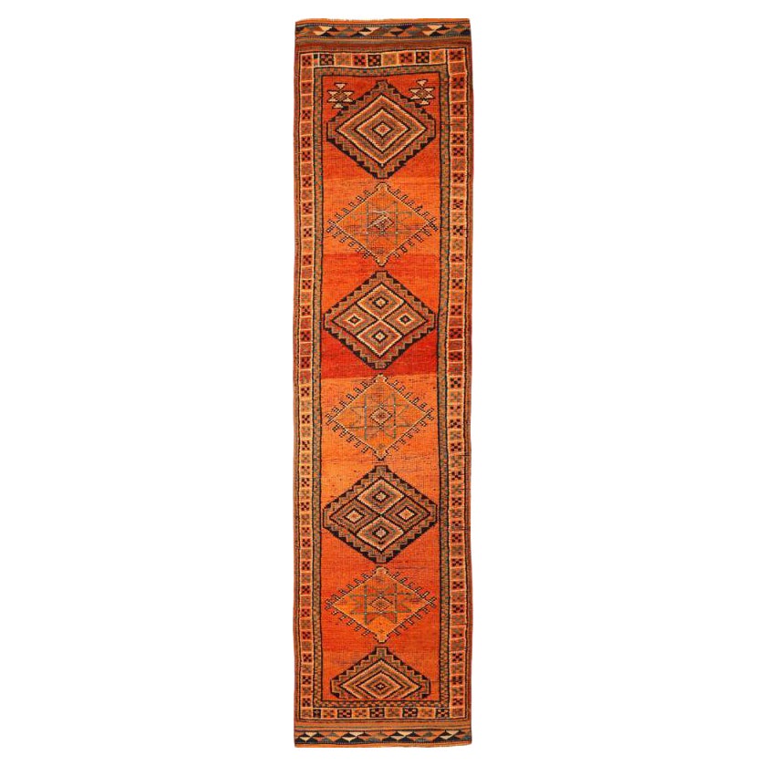 Afghanistan Anatoly-Läufer - Wolle Orange Rot Design - 93503