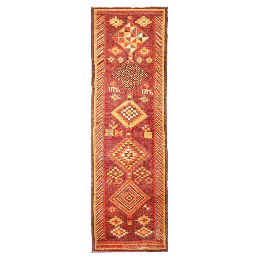 Afghanistan Anatoly Runner Rug - Wool Red Yellow Design - 93514