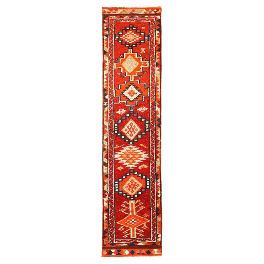 Afghanistan Anatoly-Läufer - Wolle Orange Rot Design - 93515