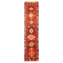 Tapis de course Anatoly d'Afghanistan, motif en laine orange rouge - 93515