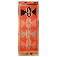 Vintage Afghanistan Anatoly Runner Rug - Wool Black Pink Design - 93519