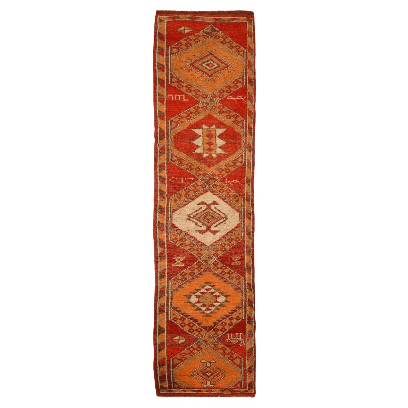 Afghanistan Anatoly-Läufer - Wolle Orange Rot Design - 93524