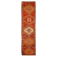 Tapis de course Anatoly d'Afghanistan, motif en laine orange rouge - 93524