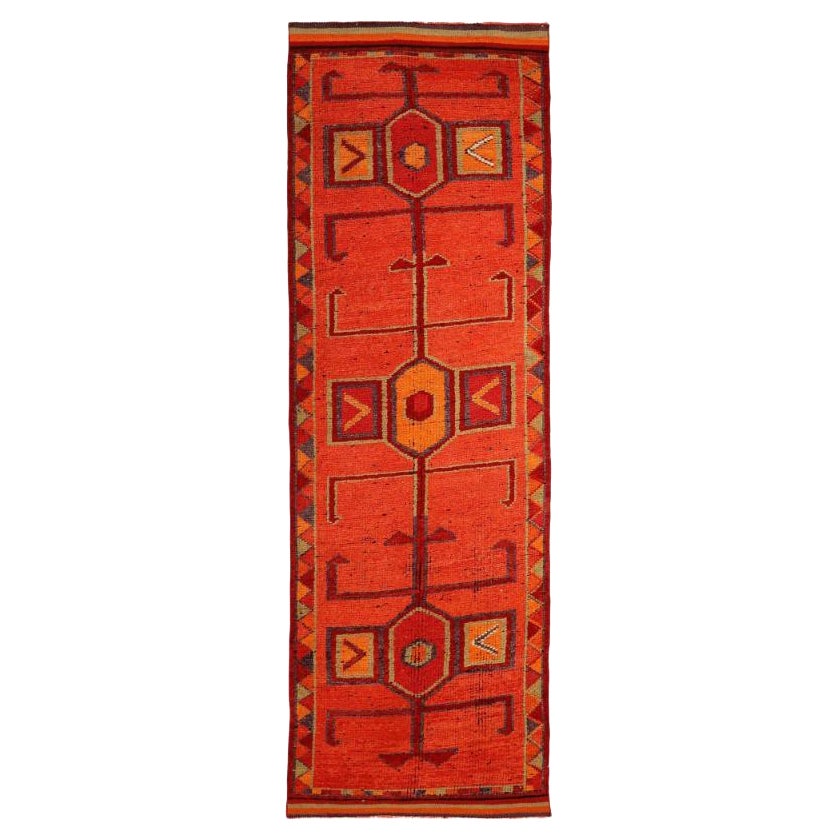 Tappeto Afghanistan Anatoly Runner - Design rosso lana - 93525 in vendita