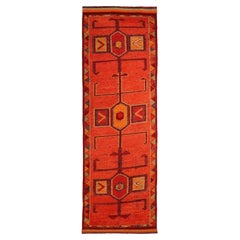 Tapis de course Anatoly d'Afghanistan, motif rouge en laine - 93525
