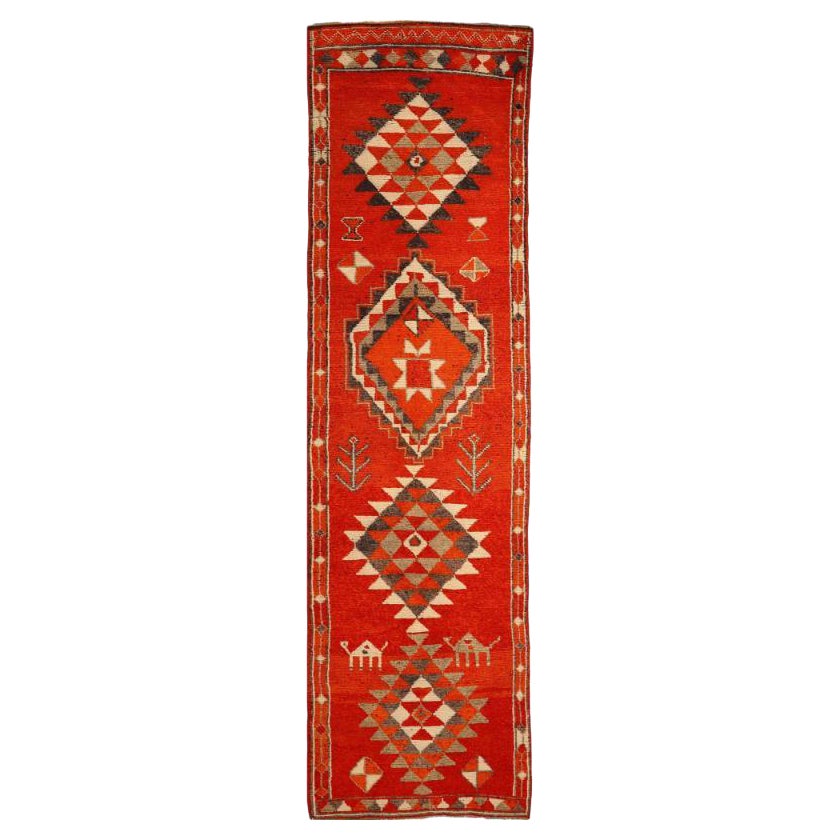 Afghanistan Anatoly-Läufer - Wolle Rot Design - 93526