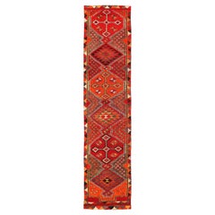 Tapis de course Anatoly d'Afghanistan, motif rouge en laine - 93538