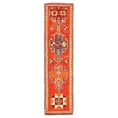 Tapis de course Anatoly d'Afghanistan, motif rouge en laine - 93539