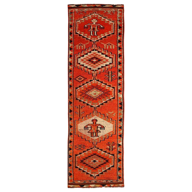 Tappeto Afghanistan Anatoly Runner - Design rosso lana - 93541
