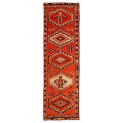 Tapis de course Anatoly d'Afghanistan, motif rouge en laine - 93541