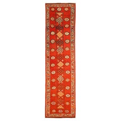 Tapis de course Anatoly d'Afghanistan, motif rouge en laine - 93531