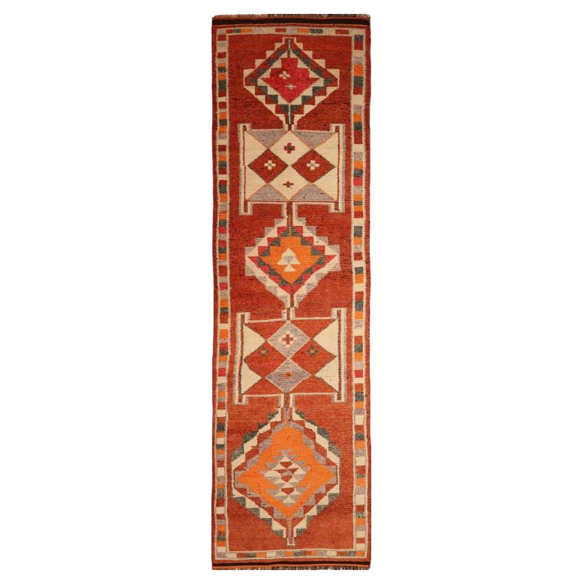 Afghanistan Anatoly-Läufer - Wolle Elfenbein Orange Rot Design - 93542