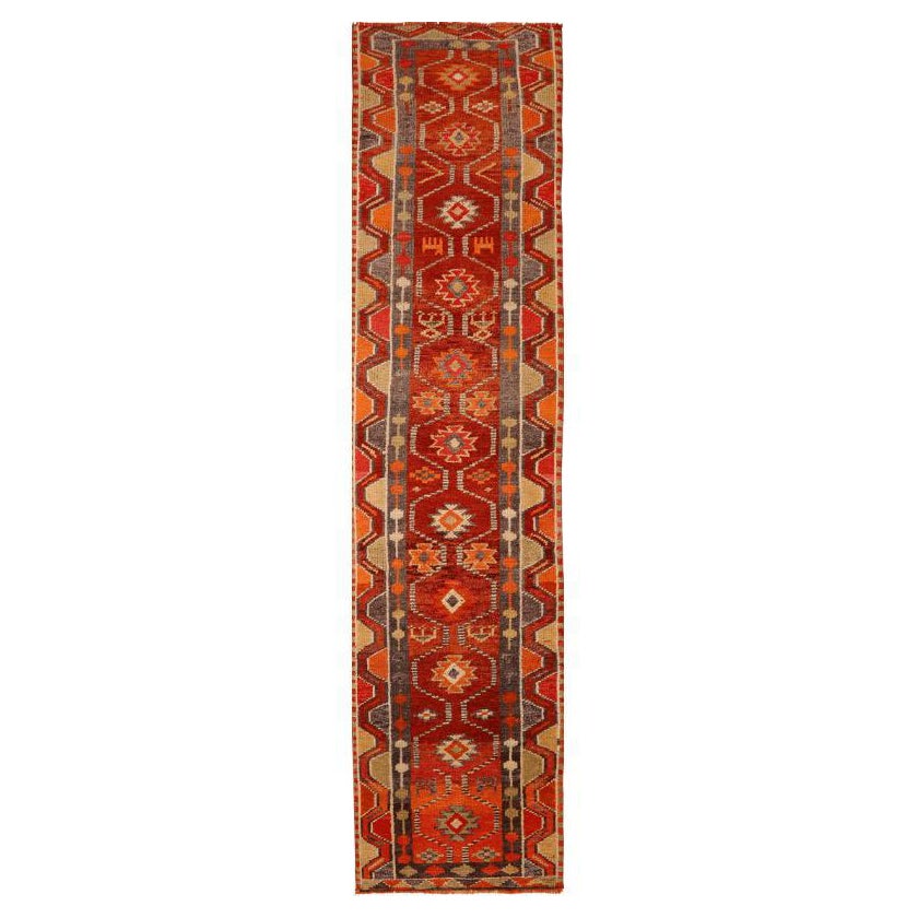 Afghanistan Anatoly-Läufer - Wolle Orange Rot Design - 93534