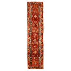 Tapis de course Anatoly d'Afghanistan, motif en laine orange rouge - 93534