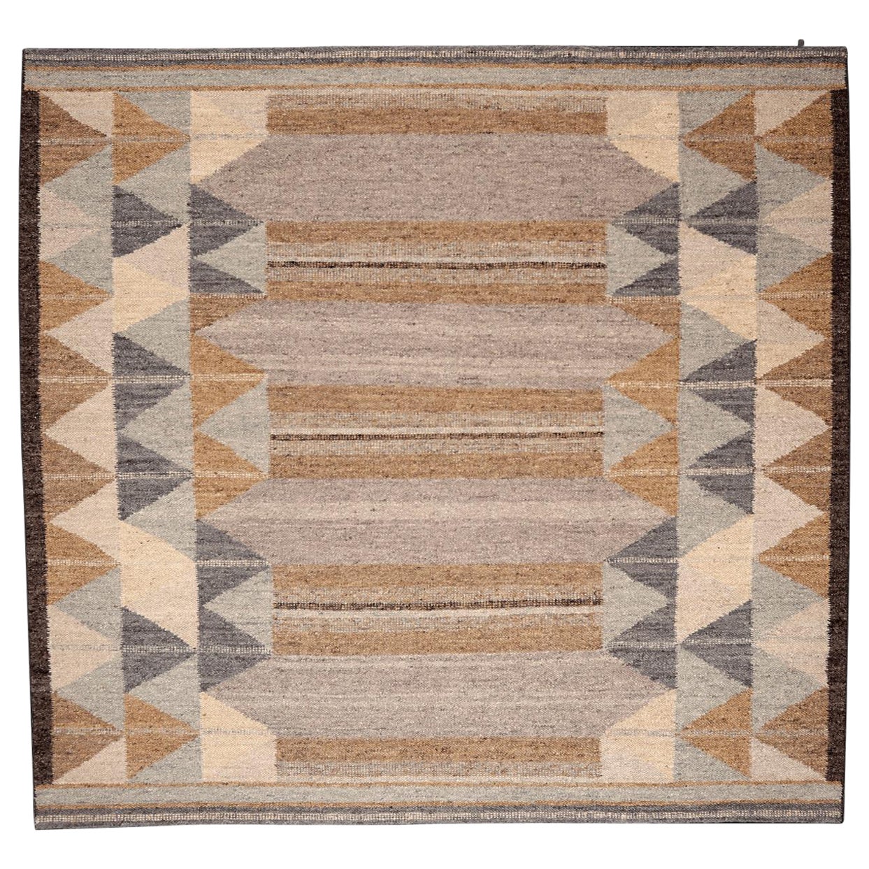 Schwedische Kollektion indischer Teppiche - Wolle grau-gelbes Design - 96245