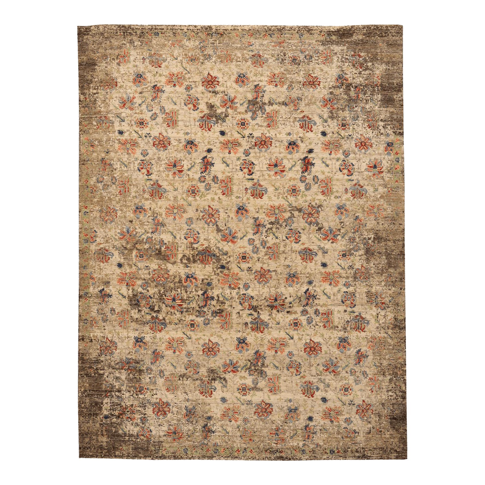 Moderne indische Teppiche – Wolle in elfenbeinfarbenem Design – 96611
