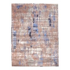 India Transitional Area Rugs - Wool and Silk Blue Gray/silver - 96613