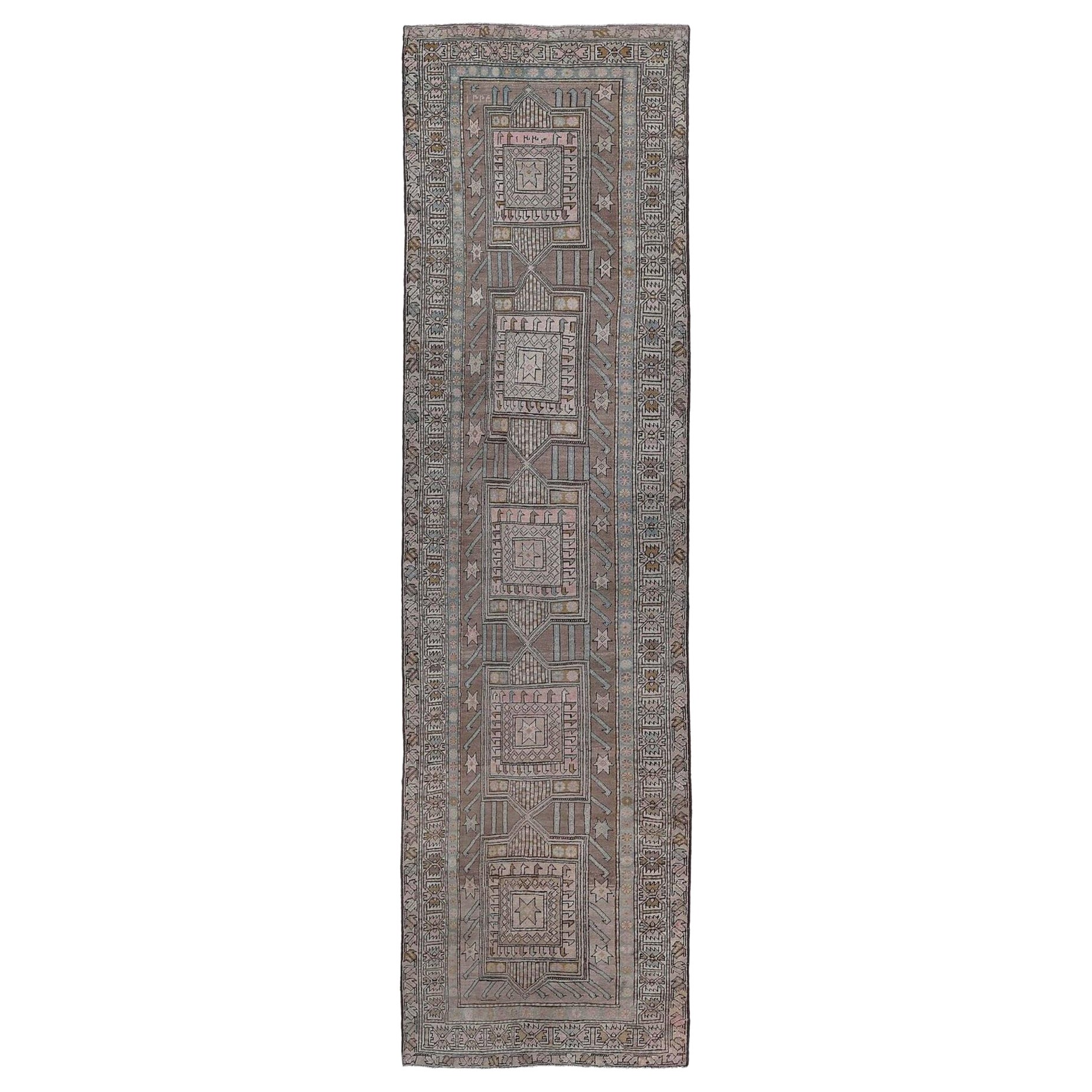 Persian Azerbaijan Runner Rug - Wool Brown Design - 96670