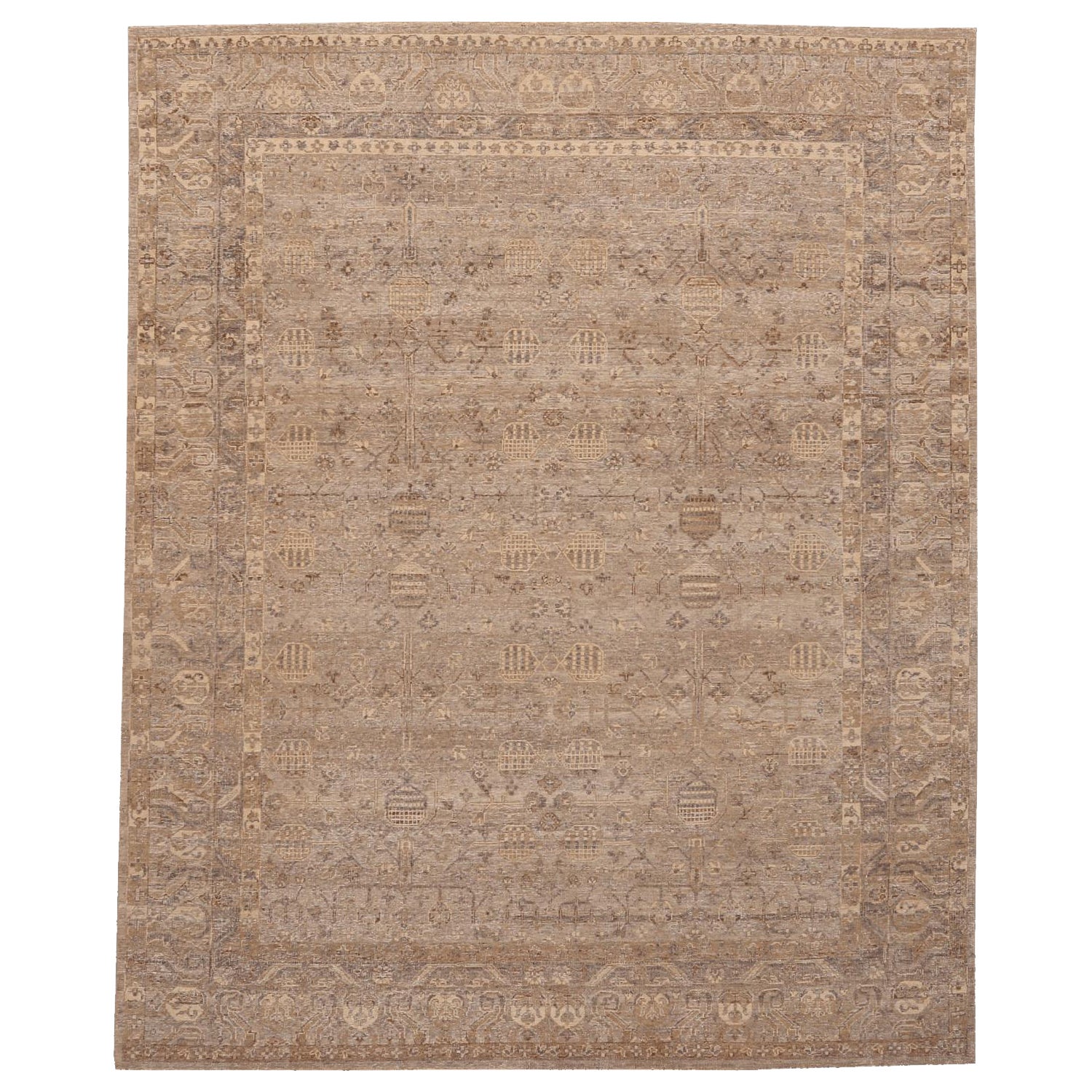 Indien Khotan Bereich Teppiche - Wolle Brown Taupe Design - 96606