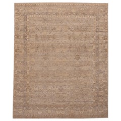 India Khotan Area Rugs - Wool Brown Taupe Design - 96606