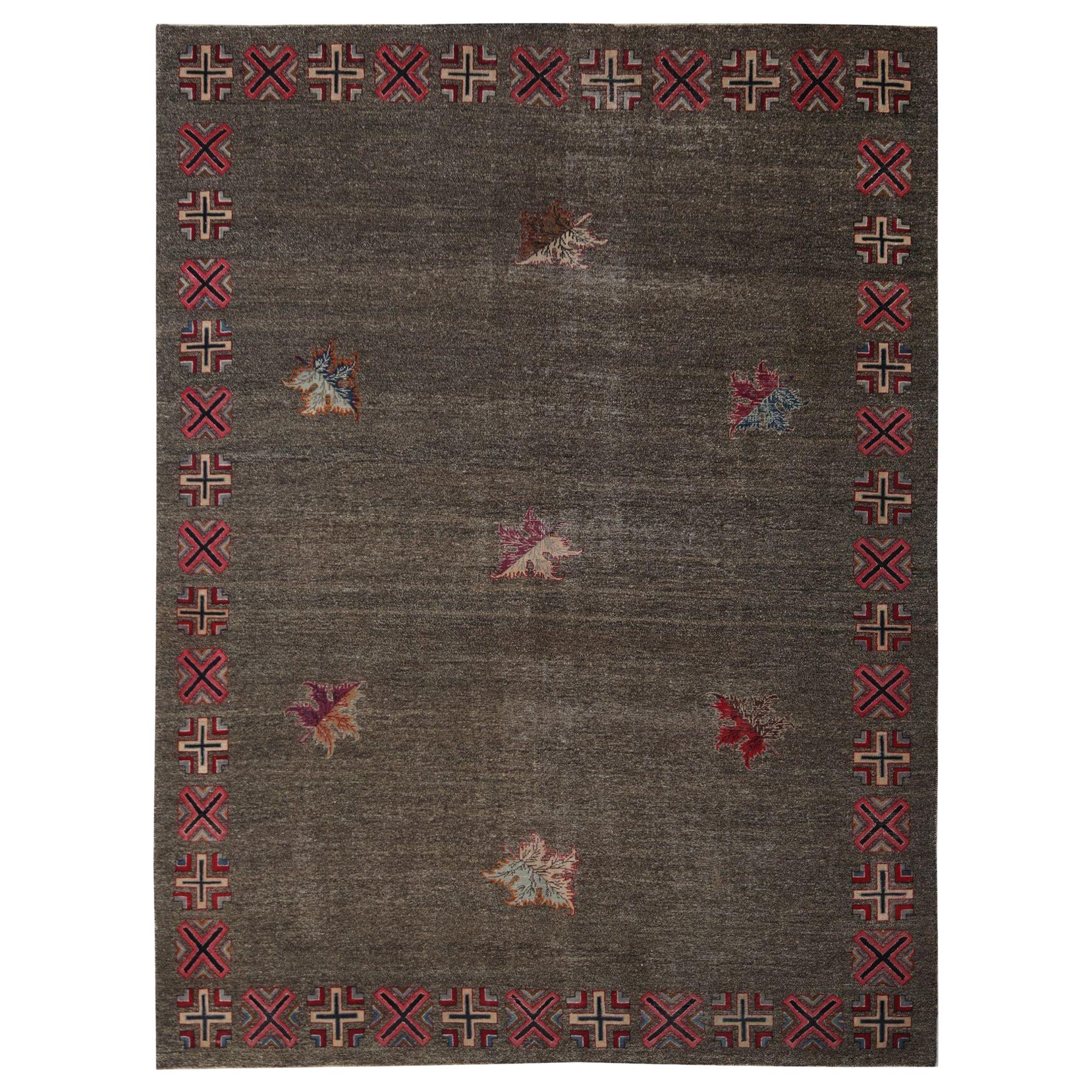 Tappeti persiani Mashad - Disegno in lana marrone - 97219