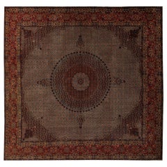 Tapis persans Bakhtiari carrés, motif rouge ivoire en laine - 97220