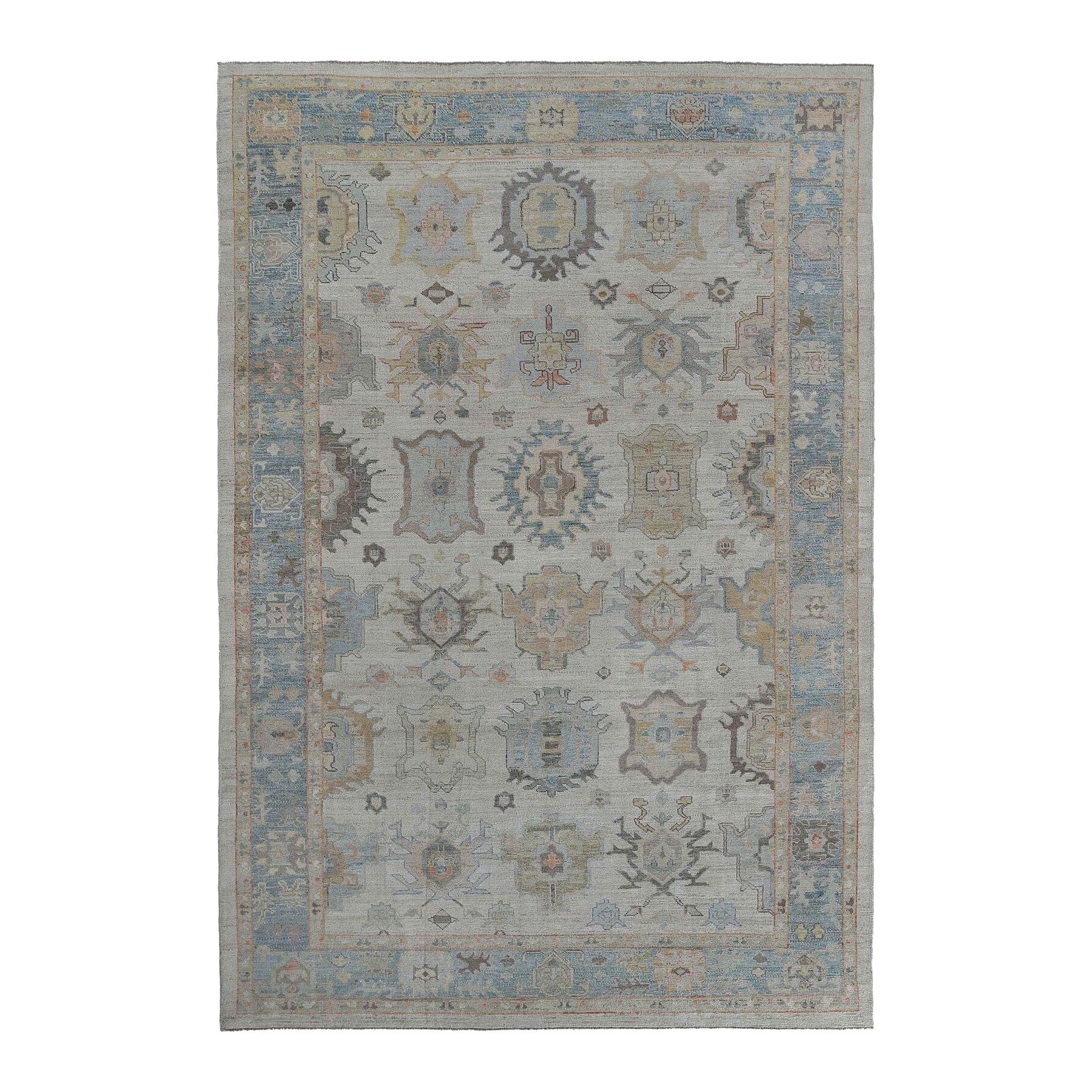 Afghanistan Oushak-Teppiche - Wolle Blau Elfenbein Design - 97271